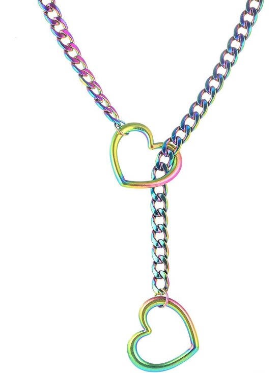 Jewelry - Heart Slip Chain Necklaces for Women,Stainless Steel O-Ring Adjustable Lariat Y-